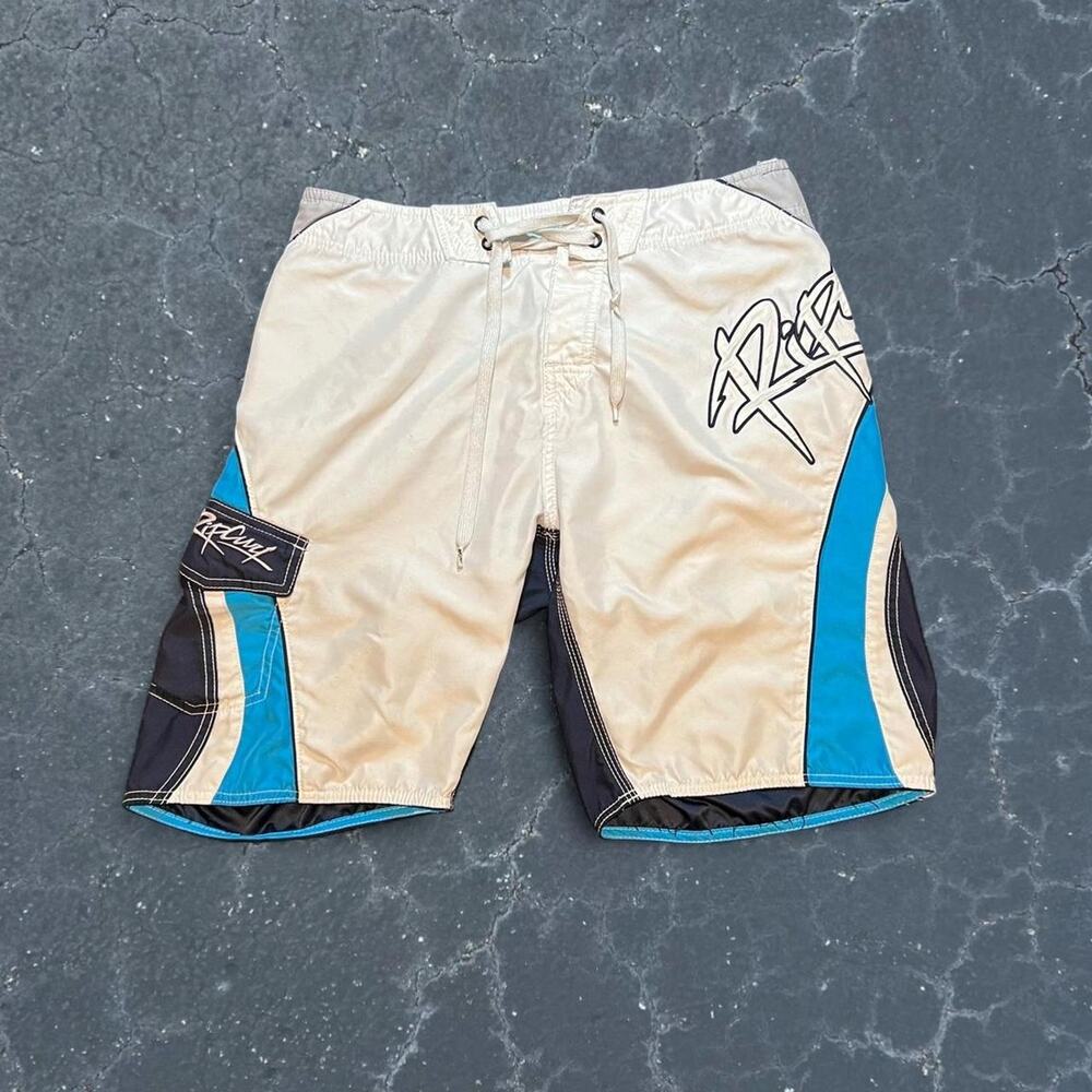 90s Rip curl board shorts white and blue